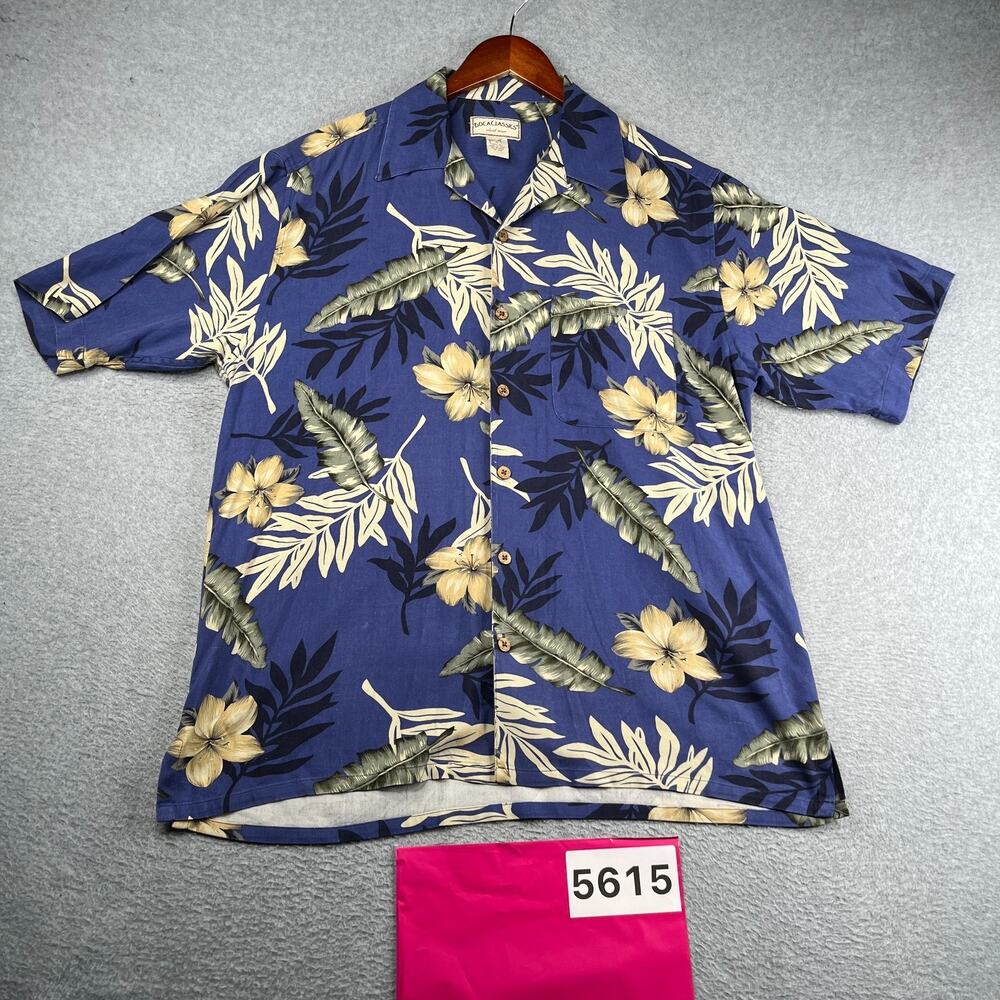 Boca Classics Island Wear Shirt Silk Hawaiian Print Button Up Short Sleeve L